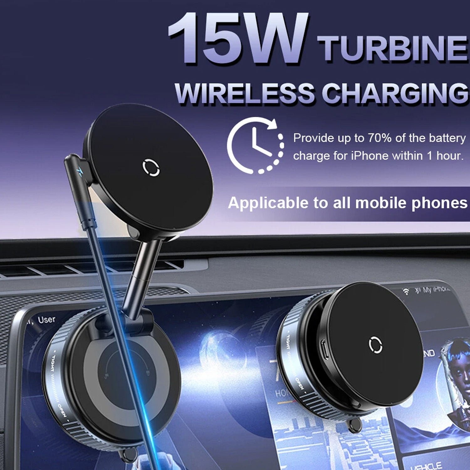 MagLock | 15W Magnetic Wireless Car Charger