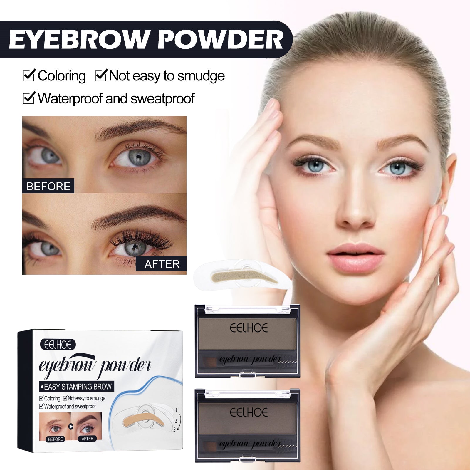 Eyebrow Powder Set Makeup Natural Lasting Waterproof Not Easy To Decolorize Dizzy Lazy Seal Eyebrow Powder Set