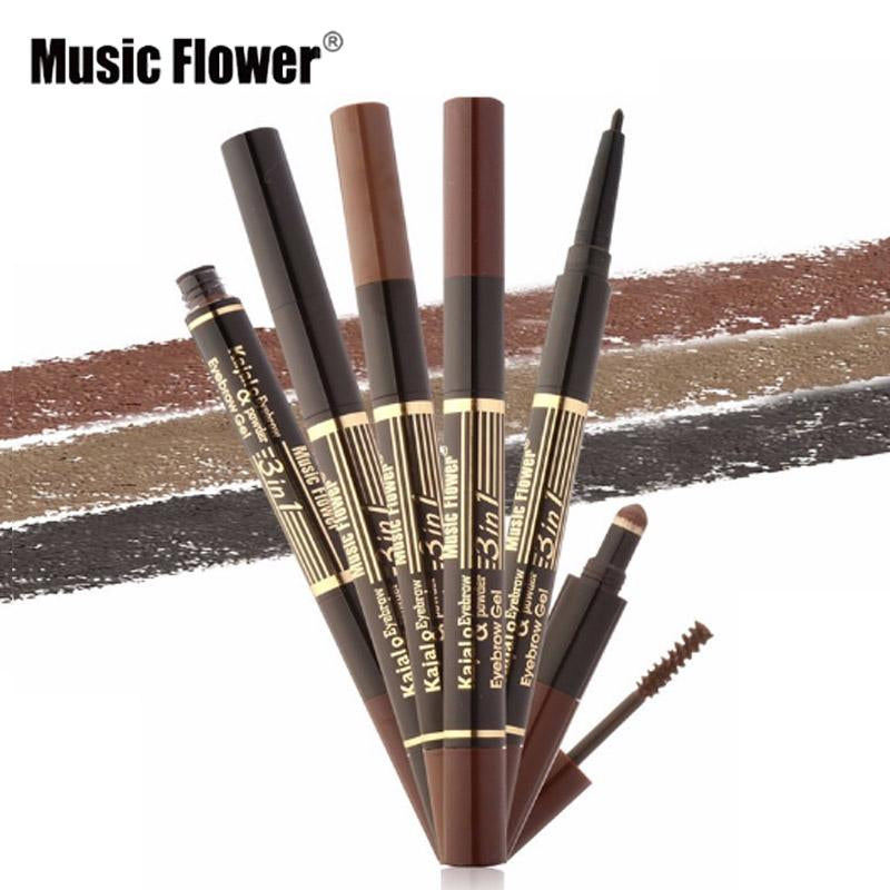 Music Flower Brand Eye brow Makeup Set Eyeliner+Eyebrow Powder+Eyebrow Brush Long-lasting Waterproof Quick Dry Comestic Tools