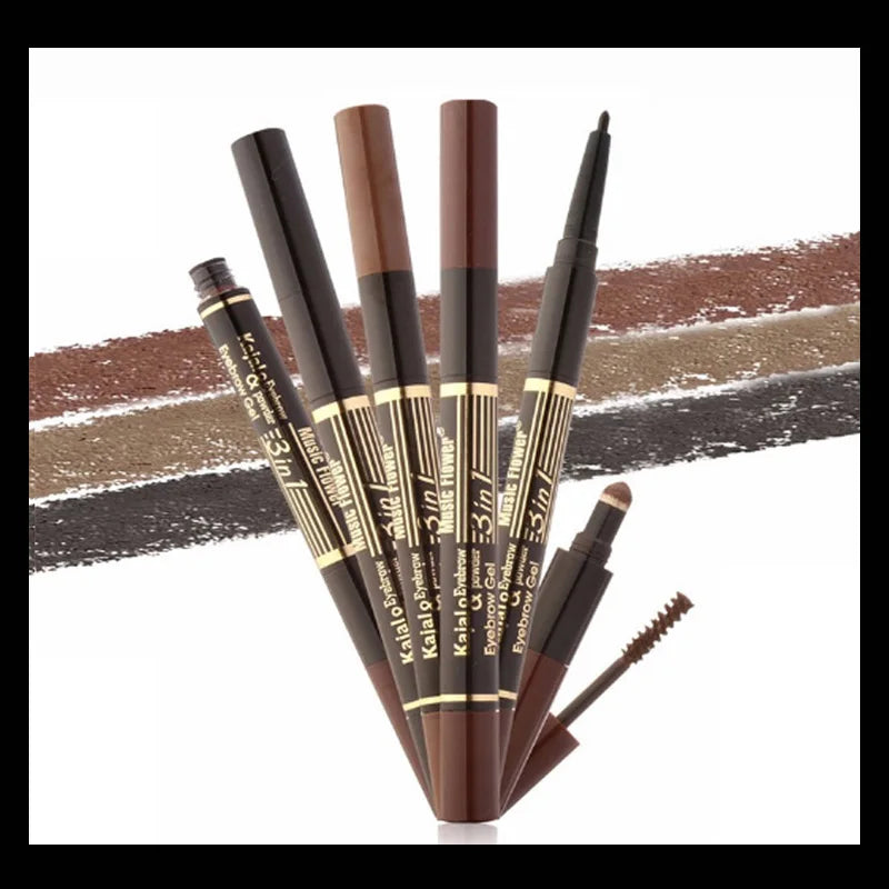 Music Flower Brand Eye brow Makeup Set Eyeliner+Eyebrow Powder+Eyebrow Brush Long-lasting Waterproof Quick Dry Comestic Tools
